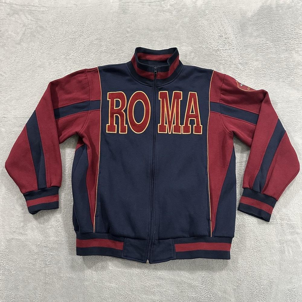 Emanue Line Full Zip Hoodie Sweatshirt Men XXL Red Blue Y2K Baggy Roma Italy